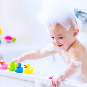 Baby having a bath