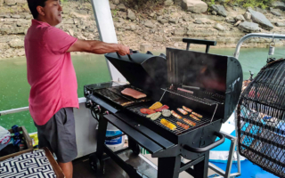 grill on board Grill on a houseboat