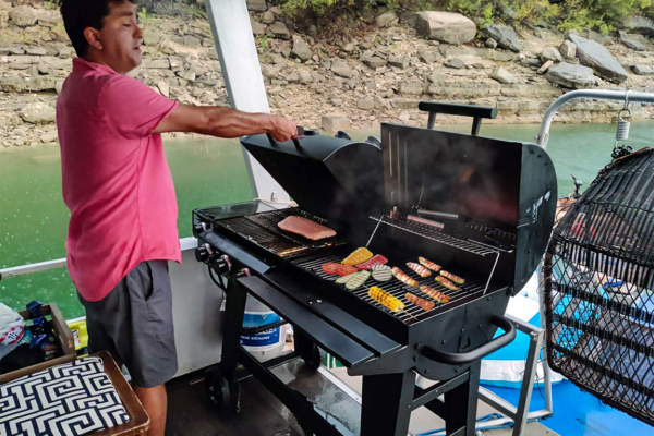 Grill on a houseboat